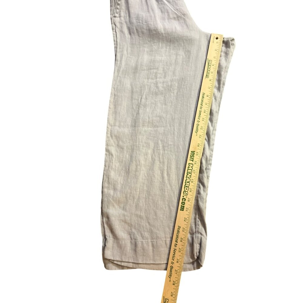 Cynthia Rowley 100% Linen Cropped Pants Womens L Light Gray Used - Picture 10 of 14